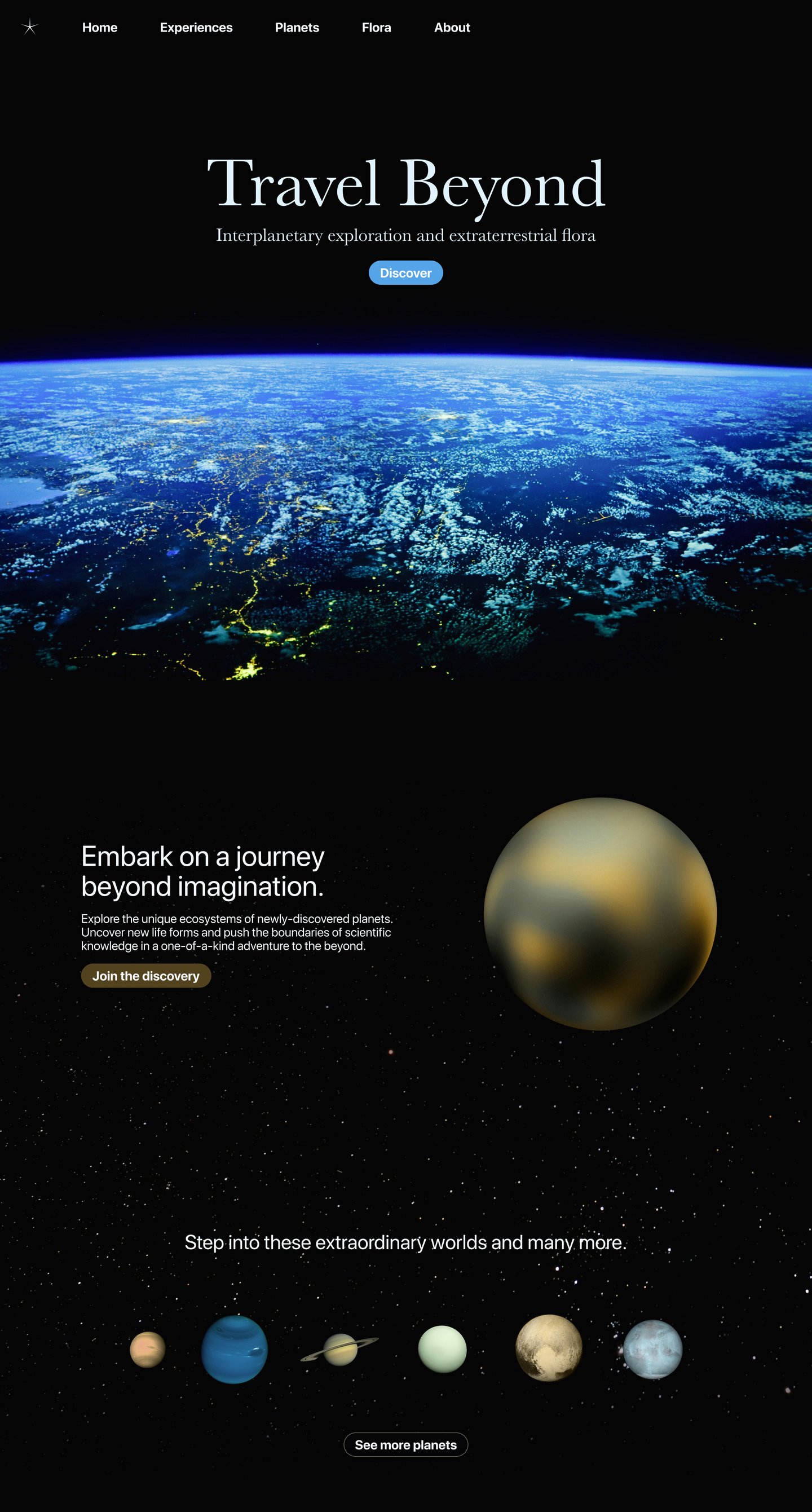 Travel Beyond — landing page part 1
